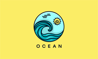 Abstract design of ocean logo with waves. Vector illustration