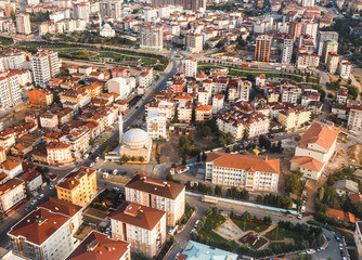 Fototapeta na wymiar aerial view from airplane of huge city of Istanbul, Turkey