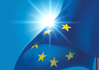 Drapeau européen - Europe - drapeau flottant - UE - Union Européenne - union - politique - obrazy, fototapety, plakaty