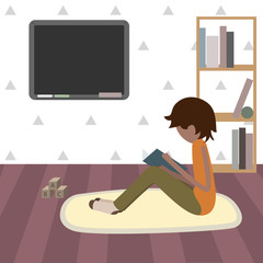 Poster with home school concept in flat style