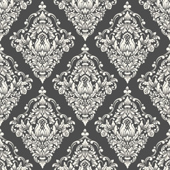 Fototapeta premium Vector damask seamless pattern background. Classical luxury old fashioned damask ornament, royal victorian seamless texture for wallpapers, textile, wrapping. Exquisite floral baroque template.