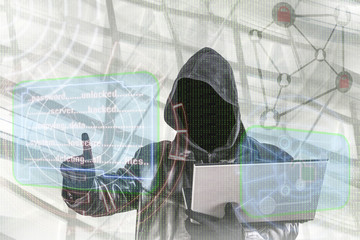 Hacker at work. Cyber attack and data security concept