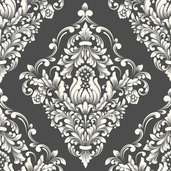 Vector damask seamless pattern element. Classical luxury old fashioned damask ornament, royal victorian seamless texture for wallpapers, textile, wrapping. Exquisite floral baroque template.