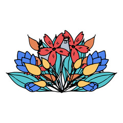 Hand drawn floral arrangement.