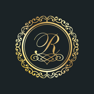 monogram letter r gold