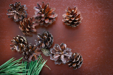Christmas cones on the table
