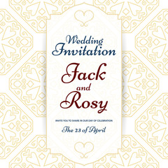 Obraz na płótnie Canvas Vintage arabic style pattern wedding invitation