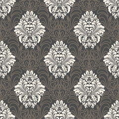 Vector damask seamless pattern background. Classical luxury old fashioned damask ornament, royal victorian seamless texture for wallpapers, textile, wrapping. Exquisite floral baroque template