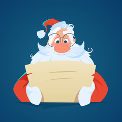 Happy smile santa claus reading a letter