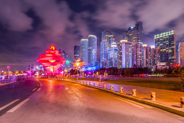 Obraz premium The beautiful architectural landscape and skyline of Qingdao