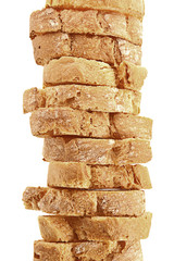 rebanadas de pan en fondo blanco