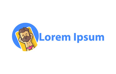 Dude with beard relaxing on a pool mattress
