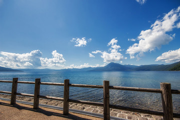 Fototapeta premium Lake Shikotsu in Hokkaido at Japan.