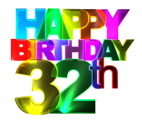 Happy Birthday - Bunte 3d Buchstaben - 32 - weiß