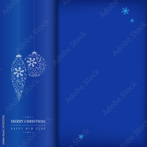 &quot;Blue Merry Christmas and Happy New Year card&quot; Stock image and royalty