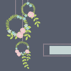 Floral background. Wreaths of flowers. Vector illustration