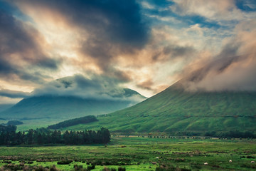 Stunning dawn over the mountains of Glencoe, Scotland