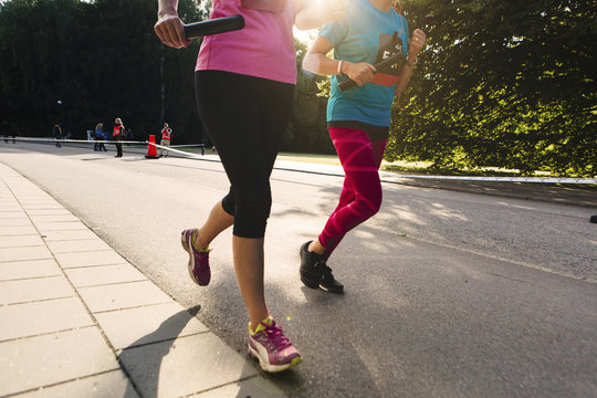 Relay race in street