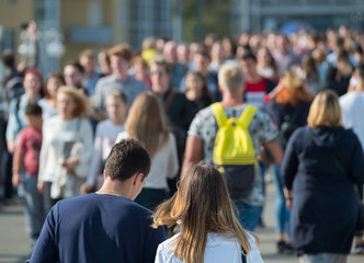 Obraz premium Crowd of people on the street. No recognizable faces