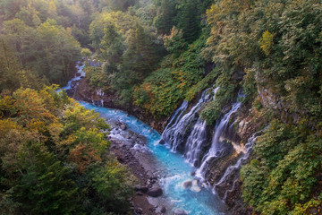 Fototapeta na wymiar Shirahige Waterfall in Biei, Hokkaido, Japan.
