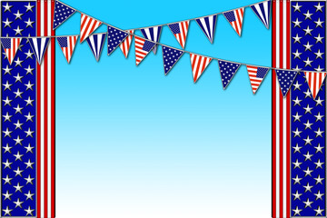 Template American Holidays, Background in the colors of the American flag, Red, White and Blue.