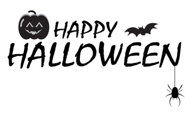 Happy Halloween Text Banner. Happy Halloween Text on white background.