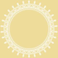 Elegant vector round white ornament in classic style. Abstract traditional pattern with oriental elements. Classic vintage pattern