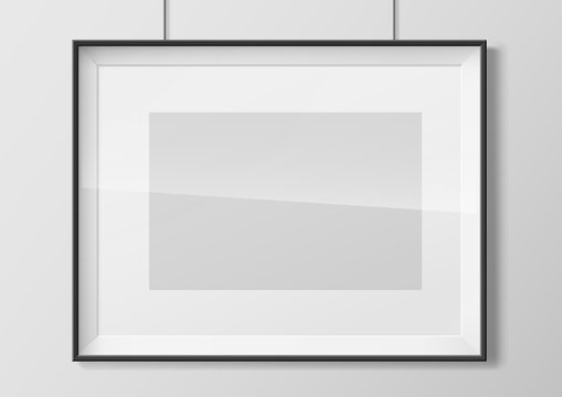 Horizontal photo frame with glass