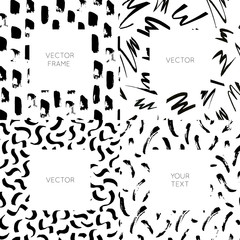 Vector set of hand drawn abstract backgrounds with brush strokes and copy space for text.