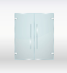 Glass door isolated on grey background. Vector illustration