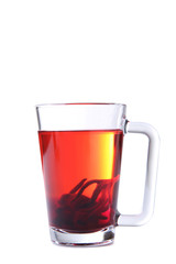 Cup of tea on white background