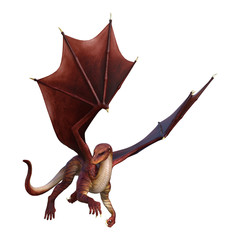 Naklejka premium 3D Fantasy Fantasy Dragon na białym tle