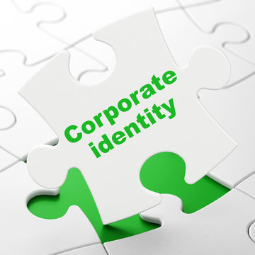 Finance concept: Corporate Identity on puzzle background