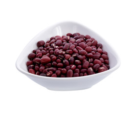 small red bean or azuki in white bowl on white background