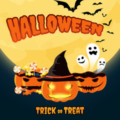 halloween trick or treat pumpkin jack o lantern vector