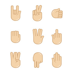 Vector set of hand gestures icons. Sign language.