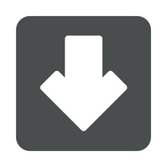 Icono plano flecha abajo en cuadrado gris