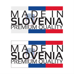 Made in Slovenia icon, premium quality sticker with Slovenian colors, vector illustration isolated on white background