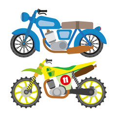 Motorcycle motorbike flat vector icons set