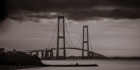 Fototapeta na wymiar The Great Belt bridge. Shot in Denmark