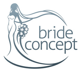 Bride Silhouette Flower Bouquet Concept