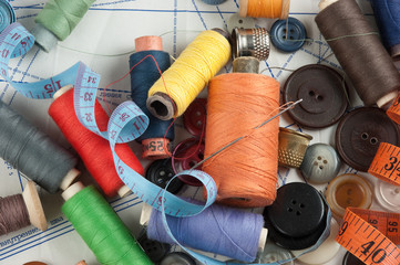 various sewing accessories in the scheme
