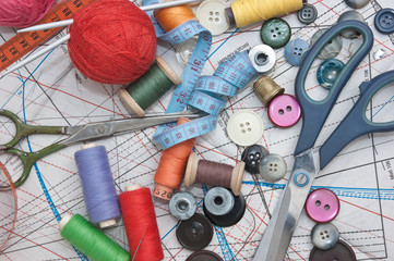 various sewing accessories in the scheme