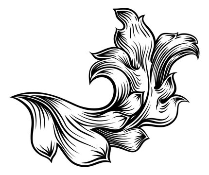 Floral Filigree Pattern Scroll Heraldry Design