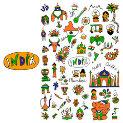 India, icons collection. Sketch for your design