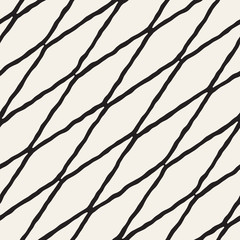 Fototapeta premium Seamless pattern with hand drawn brush strokes. Ink doodle illustration. Geometric monochrome vector pattern.