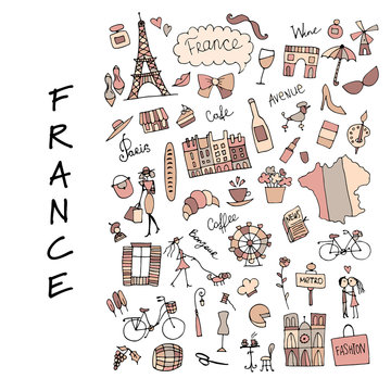 France, icons collection. Sketch for your design