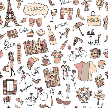 France sketch, seamless pattern for your design