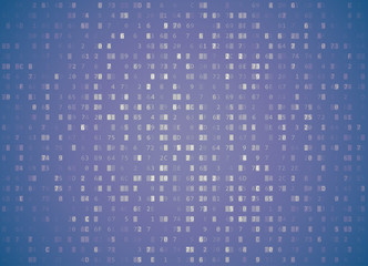 Vector hexadecimal code pale violet retro background. Big data and programming hacking, deep decryption and encryption, computer streaming byte source. Coding or Hacker concept hex-editor window