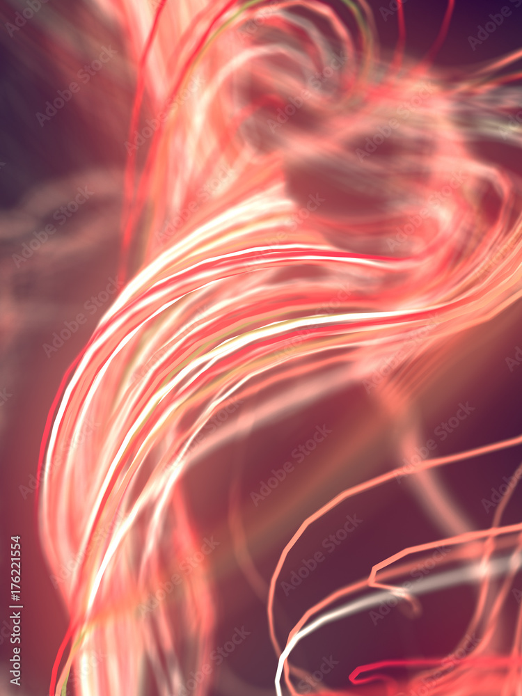 Poster Digital colored lines abstract background. 3d rendering
